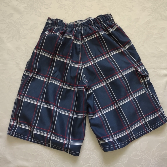 Ocean Pacific blue plaid white red swim shorts - Picture 4 of 7